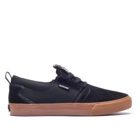 Supra Mens FLOW Black/Gum Low Top Shoes | CA-65590